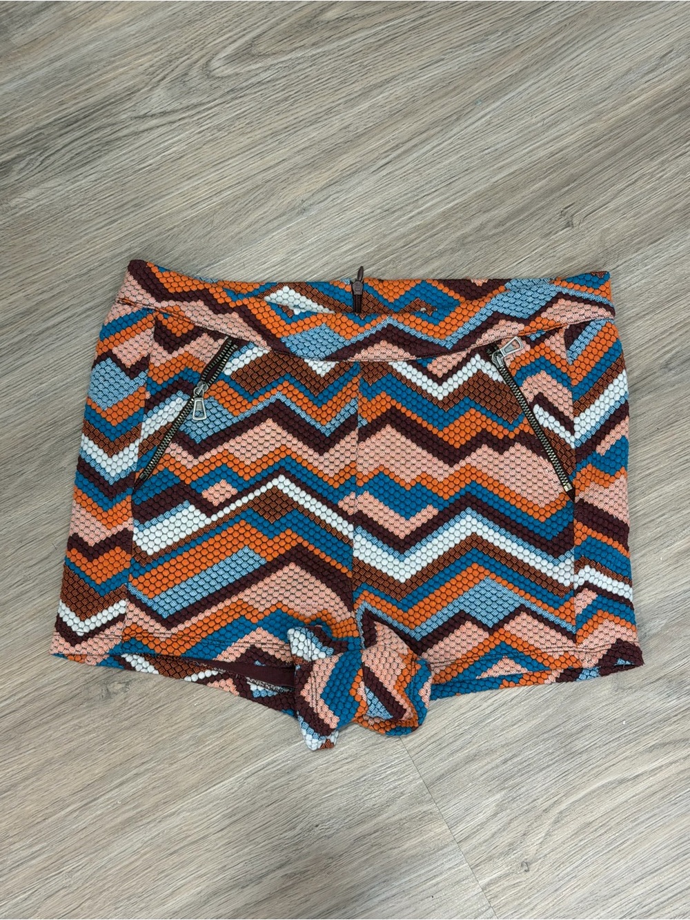 Free People Chevron Woven Shorts in Blue, Orange & Pink